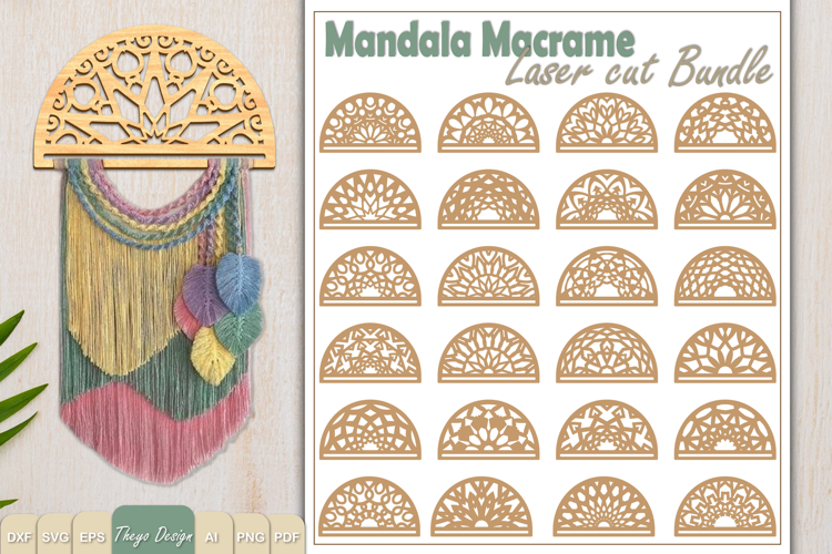Hanger Macrame Laser Cut | Wood Frame Weaving Macrame Bundle