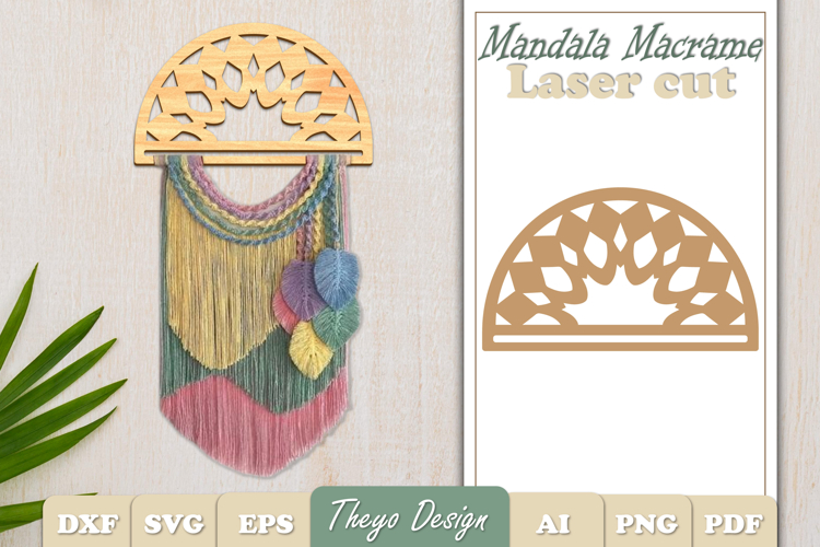 Hanger Macrame Laser Cut | Wood Frame Weaving Macrame SVG