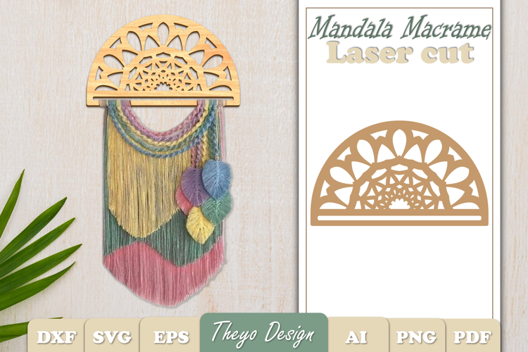 Hanger Macrame Laser Cut | Wood Frame Weaving Macrame SVG