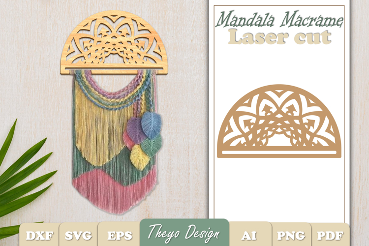 Hanger Macrame Laser Cut | Wood Frame Weaving Macrame SVG