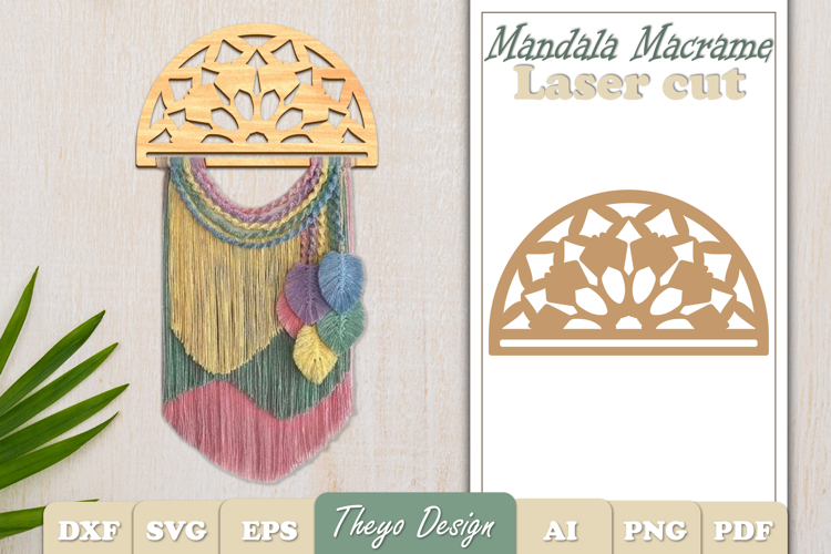 Hanger Macrame Laser Cut | Wood Frame Weaving Macrame SVG