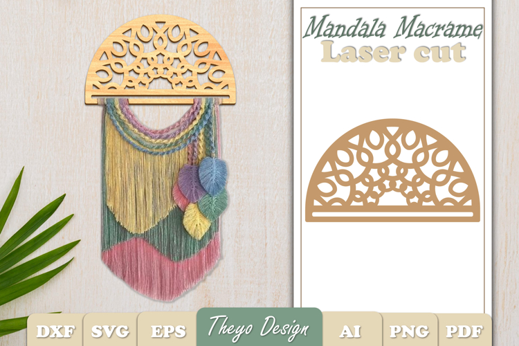 Hanger Macrame Laser Cut | Wood Frame Weaving Macrame SVG