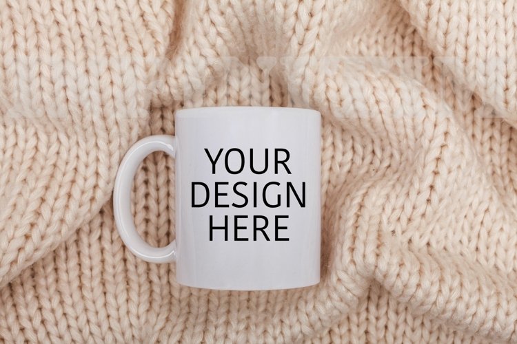 White coffee mug mockup 11oz Winter cup mockup