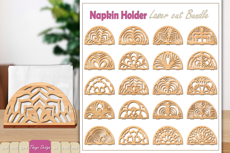 Wooden Napkin Holder Laser Cut | Snowflake Napkin Bundle