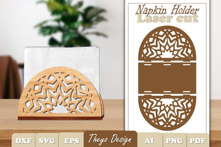 Wooden Napkin Holder Laser Cut | Mandala Napkin Holder SVG