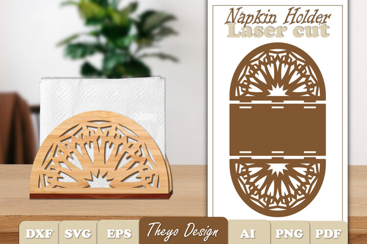 Wooden Napkin Holder Laser Cut | Mandala Napkin Holder SVG example image 1