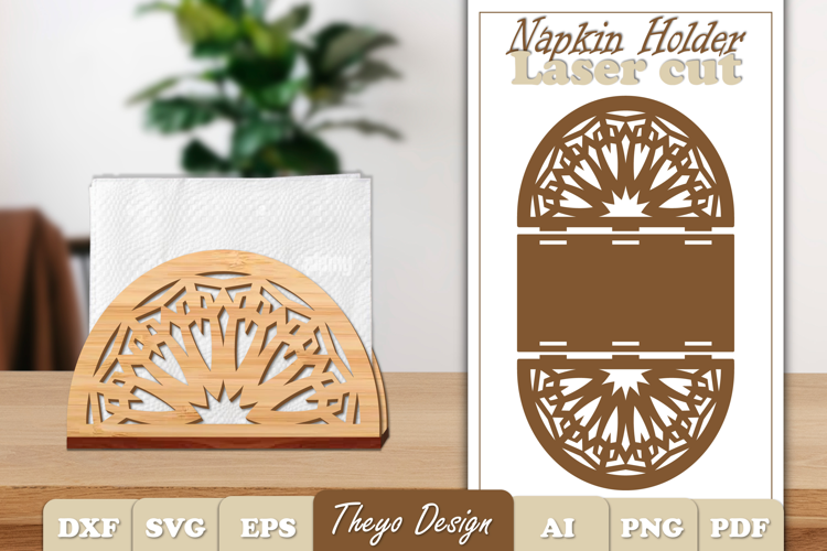 Wooden Napkin Holder Laser Cut | Mandala Napkin Holder SVG