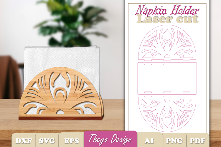 Wooden Napkin Holder Laser Cut | Flower Napkin Holder SVG