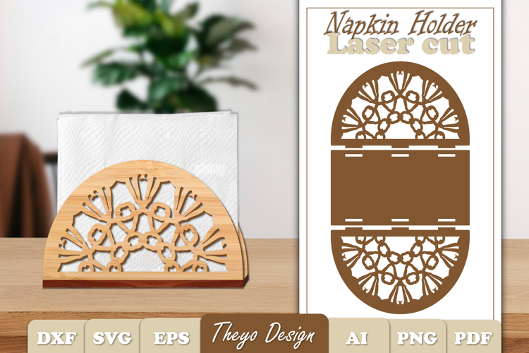 Wooden Napkin Holder Laser Cut | Mandala Napkin Holder SVG