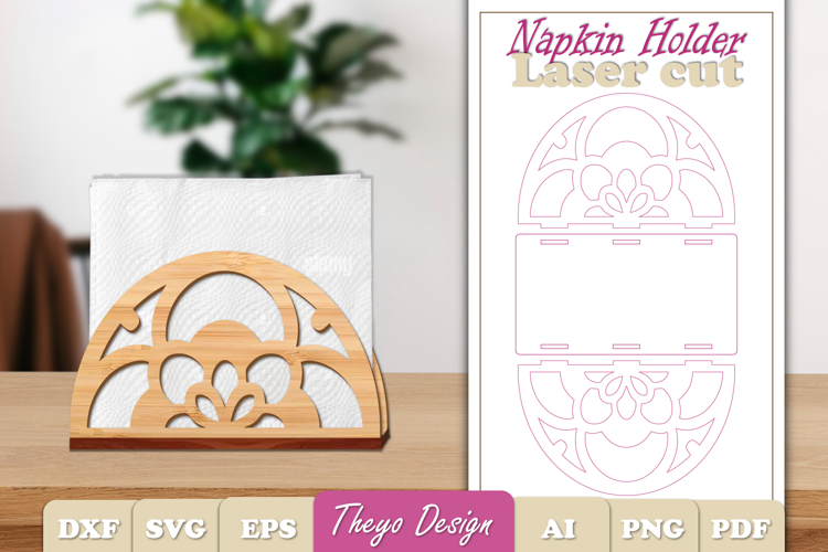 Wooden Napkin Holder Laser Cut | Flower Napkin Holder SVG