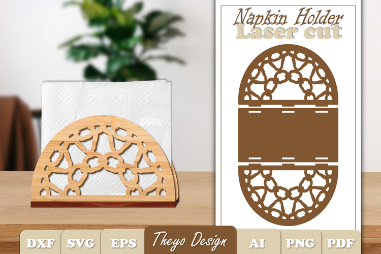 Wooden Napkin Holder Laser Cut | Mandala Napkin Holder SVG