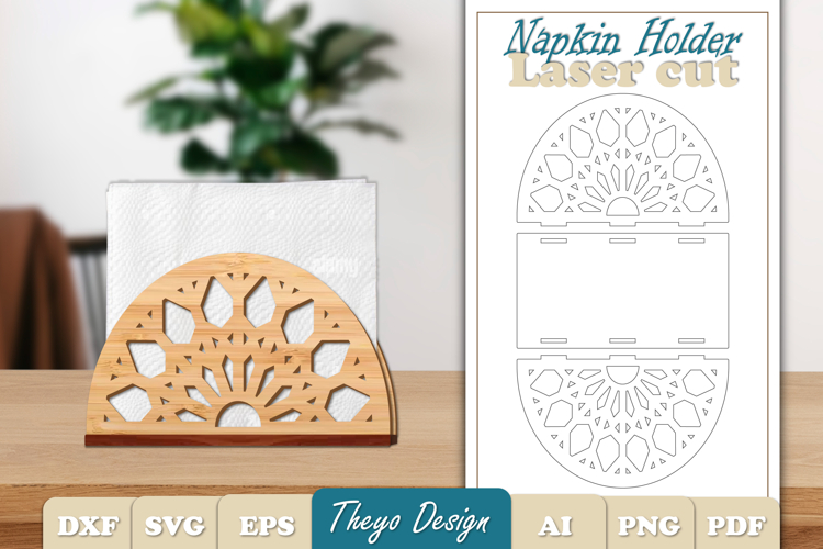Wooden Napkin Holder Laser Cut | Snowflake Napkin Holder SVG