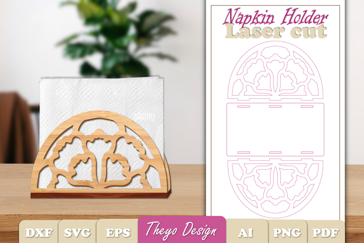 Wooden Napkin Holder Laser Cut | Flower Napkin Holder SVG