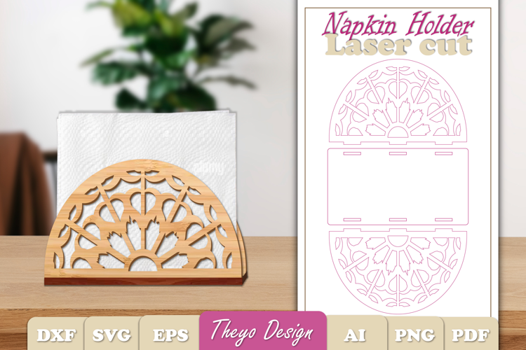 Wooden Napkin Holder Laser Cut | Flower Napkin Holder SVG