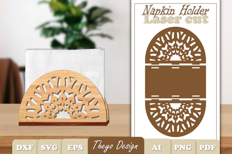 Wooden Napkin Holder Laser Cut | Mandala Napkin Holder SVG