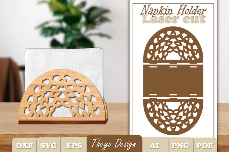 Wooden Napkin Holder Laser Cut | Mandala Napkin Holder SVG