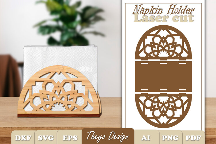 Wooden Napkin Holder Laser Cut | Mandala Napkin Holder SVG example image 1