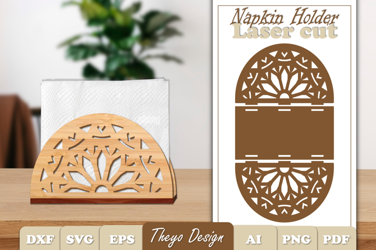 Wooden Napkin Holder Laser Cut | Mandala Napkin Holder SVG
