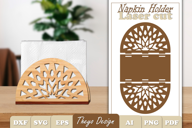 Wooden Napkin Holder Laser Cut | Mandala Napkin Holder SVG