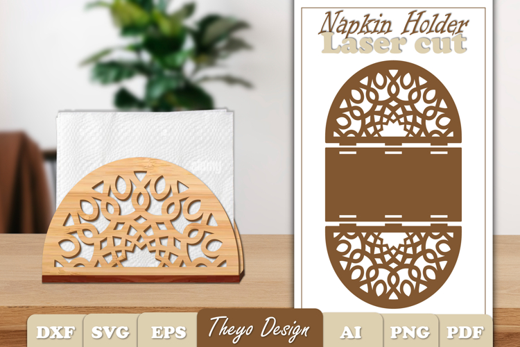 Wooden Napkin Holder Laser Cut | Mandala Napkin Holder SVG