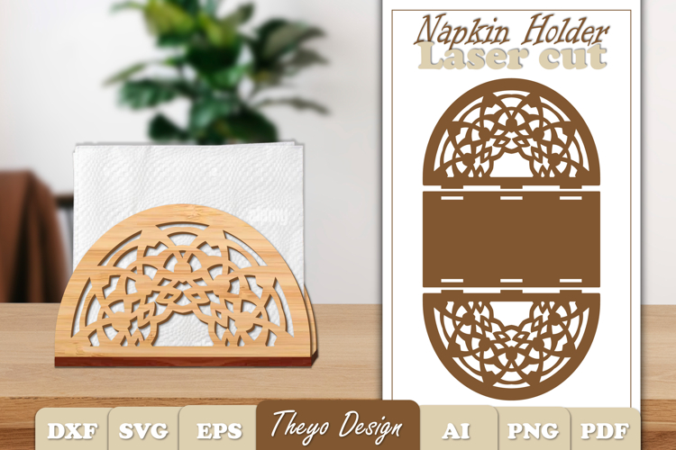 Wooden Napkin Holder Laser Cut | Mandala Napkin Holder SVG
