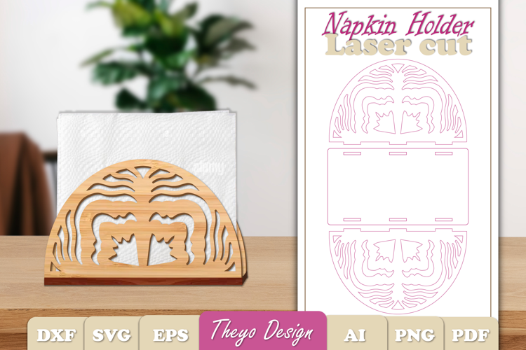 Wooden Napkin Holder Laser Cut | Flower Napkin Holder SVG