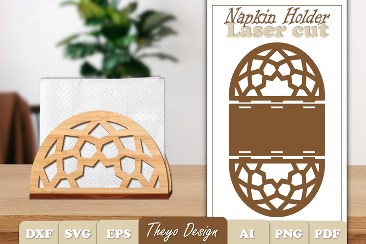 Wooden Napkin Holder Laser Cut | Mandala Napkin Holder SVG