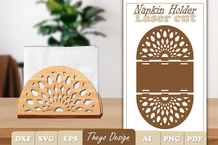 Wooden Napkin Holder Laser Cut | Mandala Napkin Holder SVG