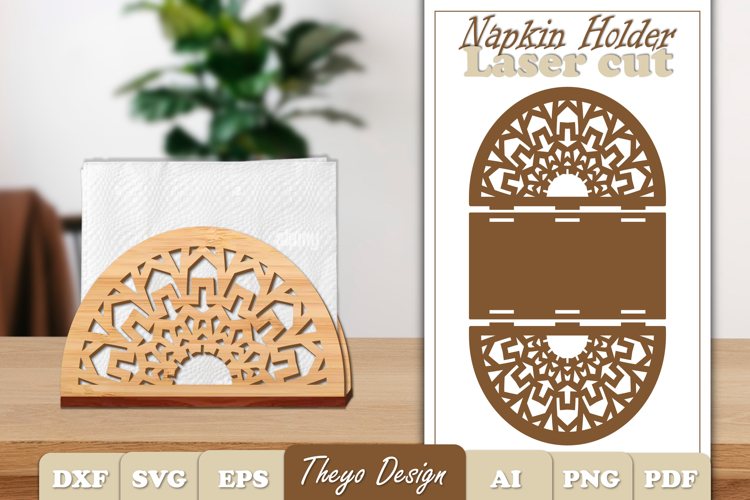 Wooden Napkin Holder Laser Cut | Mandala Napkin Holder SVG