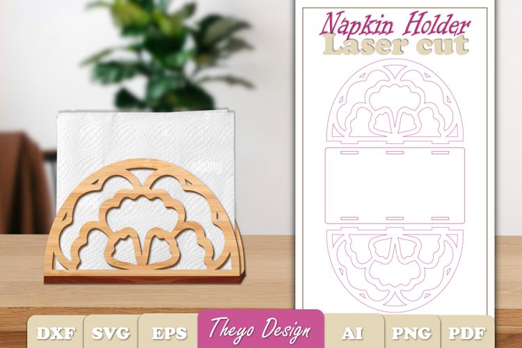 Wooden Napkin Holder Laser Cut | Flower Napkin Holder SVG
