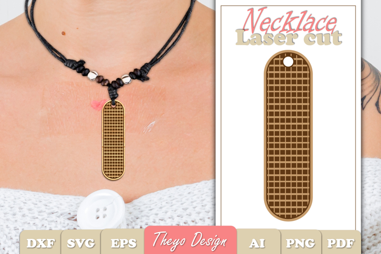 Wooden Laser Cut Necklace SVG example image 1