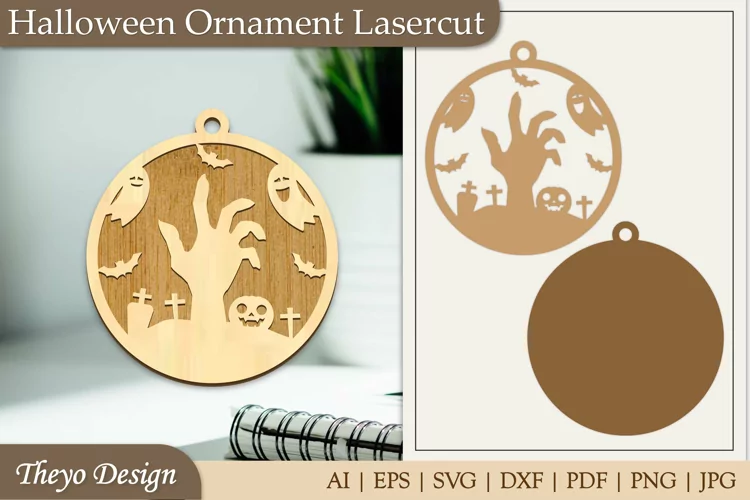 Halloween Laser Cut Ornament | Halloween Ornament SVG