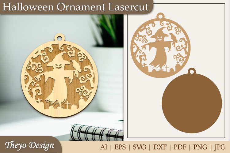 Halloween Laser Cut Ornament | Halloween Ornament SVG