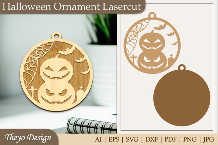 Halloween Laser Cut Ornament | Halloween Ornament SVG