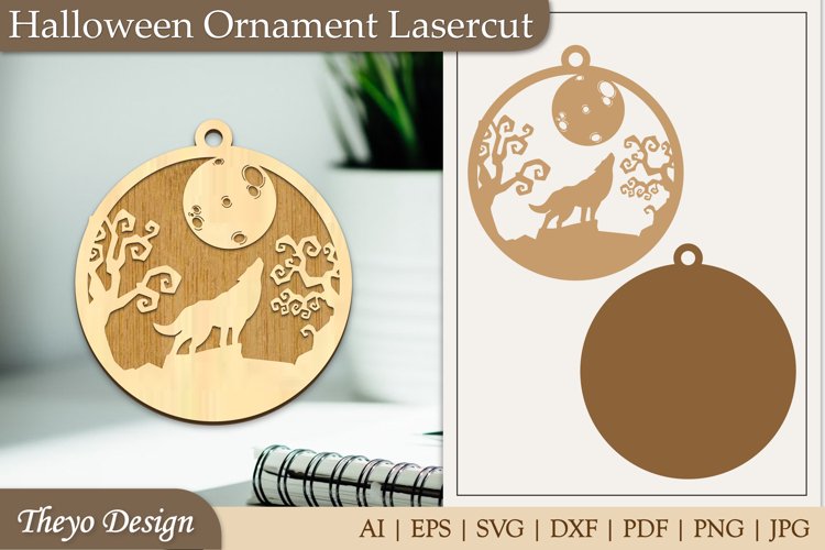 Halloween Laser Cut Ornament | Halloween Ornament SVG