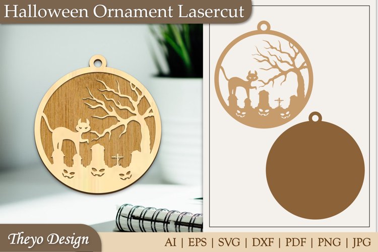 Halloween Laser Cut Ornament | Halloween Ornament SVG
