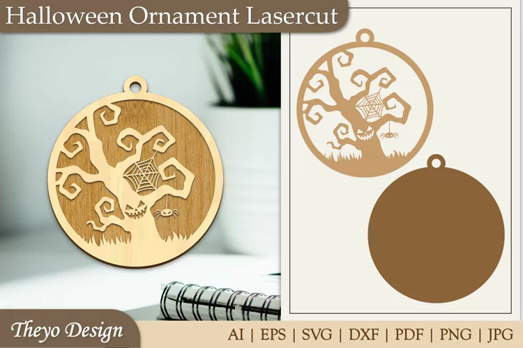 Halloween Laser Cut Ornament | Halloween Ornament SVG