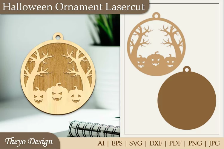 Halloween Laser Cut Ornament | Halloween Ornament SVG