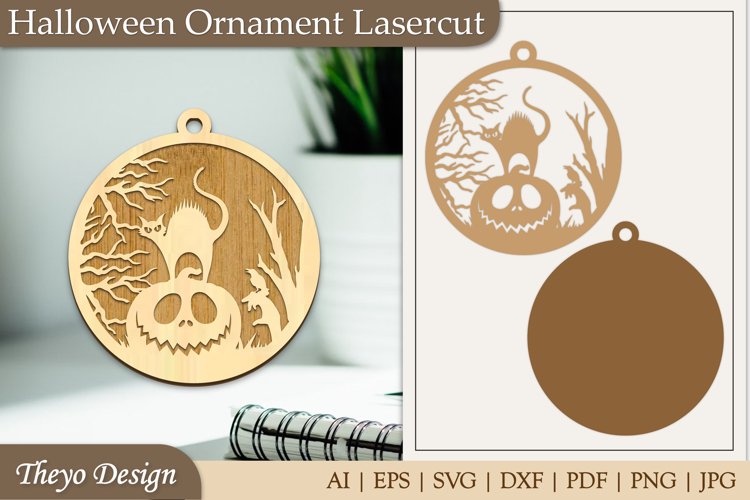 Halloween Laser Cut Ornament | Halloween Ornament SVG