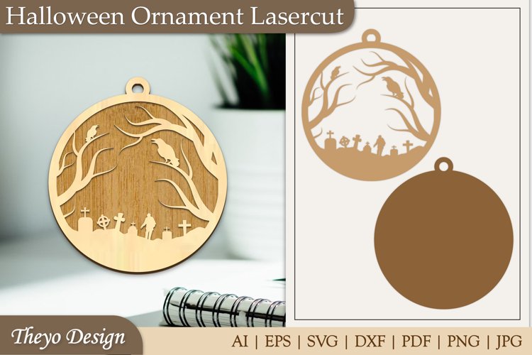 Halloween Laser Cut Ornament | Halloween Ornament SVG