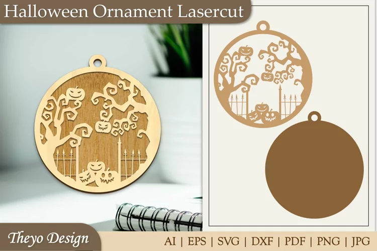 Halloween Laser Cut Ornament | Halloween Ornament SVG