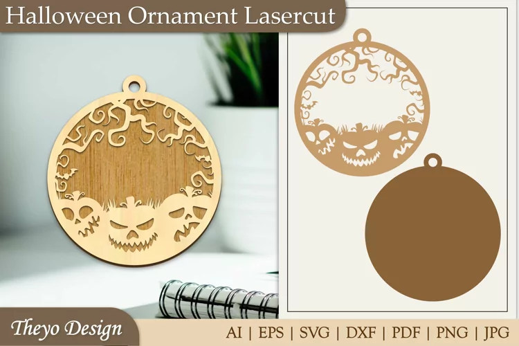 Halloween Laser Cut Ornament | Halloween Ornament SVG