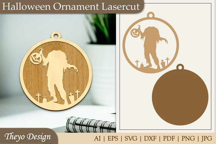 Halloween Laser Cut Ornament | Halloween Ornament SVG