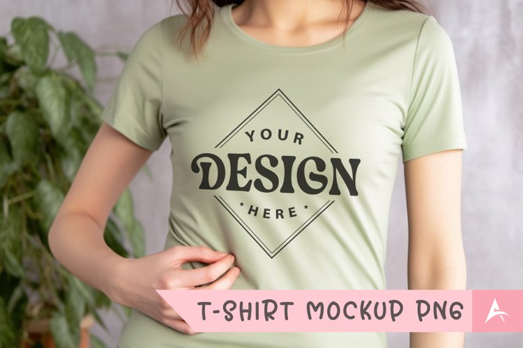 Bella Canvas 3001 light green color t-shirt mockup example image 1