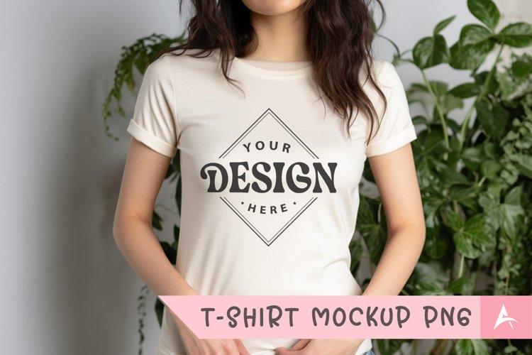Bella Canvas 3001 cream color t-shirt mockup example image 1