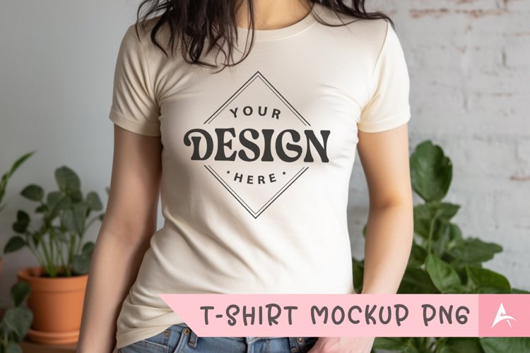 Bella Canvas 3001 cream color t-shirt mockup example image 1