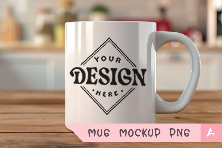 Coffee Mug Mockup Placed on a kitchen