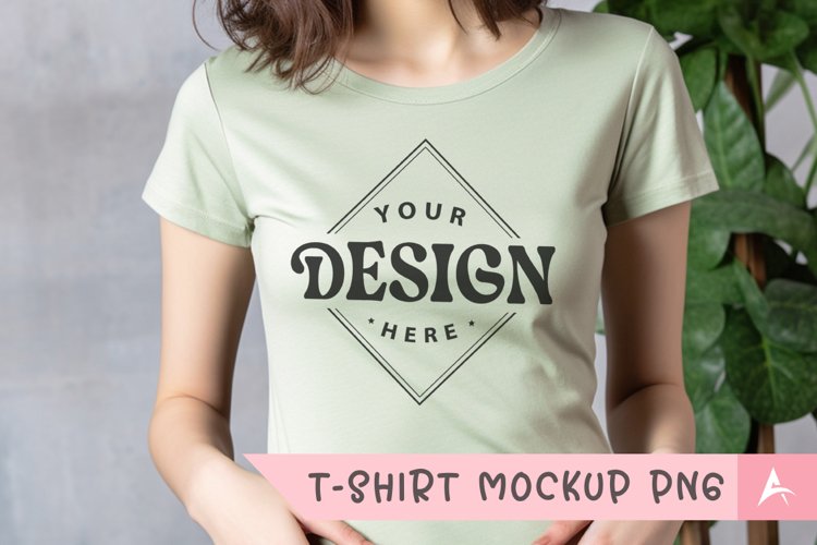 Bella Canvas 3001 light green color t-shirt mockup example image 1