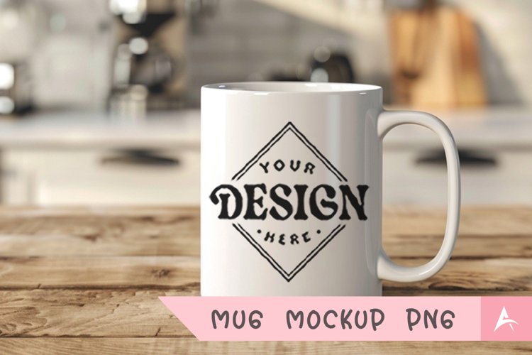 Coffee Mug Mockup Placed on a kitchen