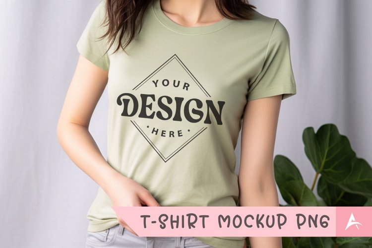 Bella Canvas 3001 light green color t-shirt mockup example image 1